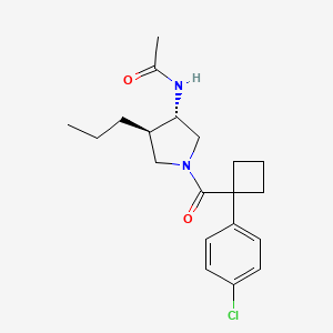 molecular formula C20H27ClN2O2 B5597120 N-((3S*,4R*)-1-{[1-(4-chlorophenyl)cyclobutyl]carbonyl}-4-propyl-3-pyrrolidinyl)acetamide 