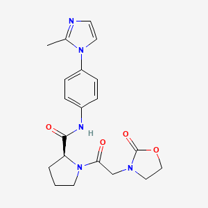 molecular formula C20H23N5O4 B5597133 N-[4-(2-methyl-1H-imidazol-1-yl)phenyl]-1-[(2-oxo-1,3-oxazolidin-3-yl)acetyl]-L-prolinamide 