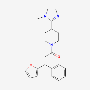 molecular formula C22H25N3O2 B5597182 1-[3-(2-furyl)-3-phenylpropanoyl]-4-(1-methyl-1H-imidazol-2-yl)piperidine 