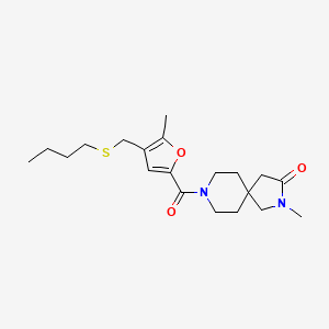 molecular formula C20H30N2O3S B5597223 8-{4-[(butylthio)methyl]-5-methyl-2-furoyl}-2-methyl-2,8-diazaspiro[4.5]decan-3-one 