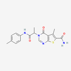 5-methyl-3-{1-methyl-2-[(4-methylphenyl)amino]-2-oxoethyl}-4-oxo-3,4-dihydrothieno[2,3-d]pyrimidine-6-carboxamide