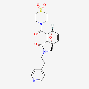 molecular formula C20H23N3O5S B5597355 (3aR*,6S*)-7-[(1,1-dioxidothiomorpholin-4-yl)carbonyl]-2-(2-pyridin-4-ylethyl)-2,3,7,7a-tetrahydro-3a,6-epoxyisoindol-1(6H)-one 
