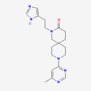 molecular formula C19H26N6O B5597414 2-[2-(1H-imidazol-4-yl)ethyl]-9-(6-methylpyrimidin-4-yl)-2,9-diazaspiro[5.5]undecan-3-one 