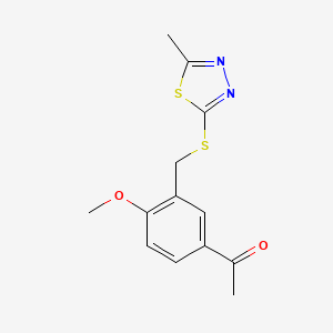 molecular formula C13H14N2O2S2 B5597421 1-(4-methoxy-3-{[(5-methyl-1,3,4-thiadiazol-2-yl)thio]methyl}phenyl)ethanone 