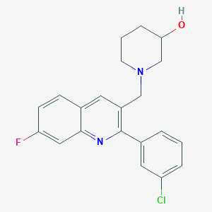 1-{[2-(3-chlorophenyl)-7-fluoro-3-quinolinyl]methyl}-3-piperidinol