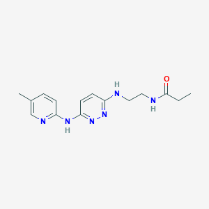 molecular formula C15H20N6O B5597498 N-[2-({6-[(5-methyl-2-pyridinyl)amino]-3-pyridazinyl}amino)ethyl]propanamide 