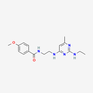 molecular formula C17H23N5O2 B5597522 N-(2-{[2-(ethylamino)-6-methyl-4-pyrimidinyl]amino}ethyl)-4-methoxybenzamide 