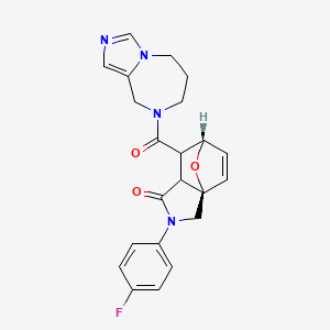 molecular formula C22H21FN4O3 B5597541 (3aR*,6S*)-7-(6,7-dihydro-5H-imidazo[1,5-a][1,4]diazepin-8(9H)-ylcarbonyl)-2-(4-fluorophenyl)-2,3,7,7a-tetrahydro-3a,6-epoxyisoindol-1(6H)-one 