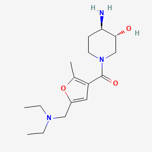 molecular formula C16H27N3O3 B5597544 (3R*,4R*)-4-氨基-1-{5-[(二乙氨基)甲基]-2-甲基-3-呋喃酰}哌啶-3-醇 