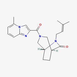 molecular formula C21H26N4O2 B5597557 (1S*,5R*)-6-(3-methyl-2-buten-1-yl)-3-[(5-methylimidazo[1,2-a]pyridin-2-yl)carbonyl]-3,6-diazabicyclo[3.2.2]nonan-7-one 