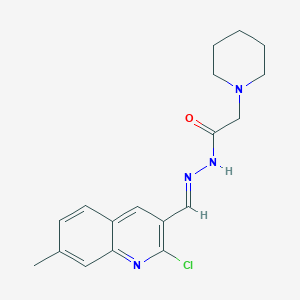 molecular formula C18H21ClN4O B5597565 N'-[(2-chloro-7-methyl-3-quinolinyl)methylene]-2-(1-piperidinyl)acetohydrazide 