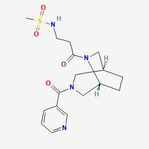 molecular formula C17H24N4O4S B5597587 N-{3-oxo-3-[(1S*,5R*)-3-(3-pyridinylcarbonyl)-3,6-diazabicyclo[3.2.2]non-6-yl]propyl}methanesulfonamide 