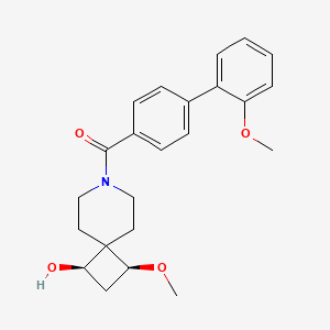 molecular formula C23H27NO4 B5597594 (1R*,3S*)-3-甲氧基-7-[(2'-甲氧基联苯-4-基)羰基]-7-氮杂螺[3.5]壬烷-1-醇 