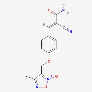 molecular formula C14H12N4O4 B5597598 2-cyano-3-{4-[(4-methyl-2-oxido-1,2,5-oxadiazol-3-yl)methoxy]phenyl}acrylamide 