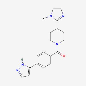 molecular formula C19H21N5O B5597606 4-(1-methyl-1H-imidazol-2-yl)-1-[4-(1H-pyrazol-3-yl)benzoyl]piperidine 