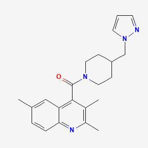 molecular formula C22H26N4O B5597613 2,3,6-trimethyl-4-{[4-(1H-pyrazol-1-ylmethyl)-1-piperidinyl]carbonyl}quinoline 