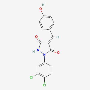 molecular formula C16H10Cl2N2O3 B5597658 1-(3,4-dichlorophenyl)-4-(4-hydroxybenzylidene)-3,5-pyrazolidinedione 