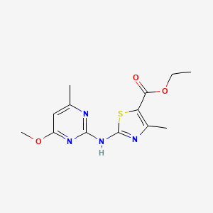 molecular formula C13H16N4O3S B5597666 2-[(4-甲氧基-6-甲基-2-嘧啶基)氨基]-4-甲基-1,3-噻唑-5-羧酸乙酯 