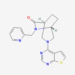 molecular formula C19H19N5OS B5597721 (1S*,5R*)-6-(2-pyridinylmethyl)-3-thieno[2,3-d]pyrimidin-4-yl-3,6-diazabicyclo[3.2.2]nonan-7-one 