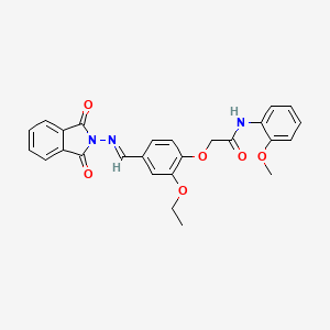 molecular formula C26H23N3O6 B5597744 2-(4-{[(1,3-dioxo-1,3-dihydro-2H-isoindol-2-yl)imino]methyl}-2-ethoxyphenoxy)-N-(2-methoxyphenyl)acetamide 