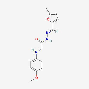 molecular formula C15H17N3O3 B5597746 2-[(4-methoxyphenyl)amino]-N'-[(5-methyl-2-furyl)methylene]acetohydrazide 