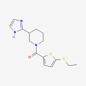 molecular formula C15H19N3OS2 B5597760 1-{[5-(乙硫基)-2-噻吩基]羰基}-3-(1H-咪唑-2-基)哌啶 
