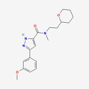 molecular formula C19H25N3O3 B5597773 3-(3-methoxyphenyl)-N-methyl-N-[2-(tetrahydro-2H-pyran-2-yl)ethyl]-1H-pyrazole-5-carboxamide 