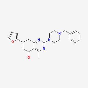 molecular formula C24H26N4O2 B5597815 2-(4-benzyl-1-piperazinyl)-7-(2-furyl)-4-methyl-7,8-dihydro-5(6H)-quinazolinone 