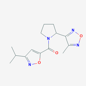 molecular formula C14H18N4O3 B5597866 3-{1-[(3-isopropyl-5-isoxazolyl)carbonyl]-2-pyrrolidinyl}-4-methyl-1,2,5-oxadiazole 