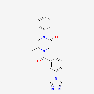 molecular formula C21H21N5O2 B5597953 5-甲基-1-(4-甲苯基)-4-[3-(4H-1,2,4-三唑-4-基)苯甲酰基]-2-哌嗪酮 