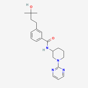 molecular formula C21H28N4O2 B5597988 3-(3-hydroxy-3-methylbutyl)-N-[1-(2-pyrimidinyl)-3-piperidinyl]benzamide 