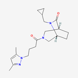 molecular formula C20H30N4O2 B5597995 (1S*,5R*)-6-(环丙基甲基)-3-[4-(3,5-二甲基-1H-吡唑-1-基)丁酰]-3,6-二氮杂双环[3.2.2]壬烷-7-酮 