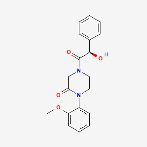 molecular formula C19H20N2O4 B5598011 4-[(2R)-2-hydroxy-2-phenylacetyl]-1-(2-methoxyphenyl)-2-piperazinone 