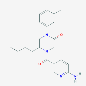 molecular formula C21H26N4O2 B5598020 4-[(6-氨基-3-吡啶基)羰基]-5-丁基-1-(3-甲基苯基)-2-哌嗪酮 