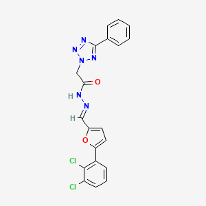 molecular formula C20H14Cl2N6O2 B5598032 N'-{[5-(2,3-dichlorophenyl)-2-furyl]methylene}-2-(5-phenyl-2H-tetrazol-2-yl)acetohydrazide 