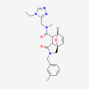 molecular formula C23H27N5O3 B5598046 (3aR*,6S*)-N-[(4-ethyl-4H-1,2,4-triazol-3-yl)methyl]-N-methyl-2-(3-methylbenzyl)-1-oxo-1,2,3,6,7,7a-hexahydro-3a,6-epoxyisoindole-7-carboxamide 