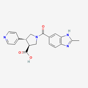 molecular formula C19H18N4O3 B5598101 (3S*,4R*)-1-[(2-methyl-1H-benzimidazol-5-yl)carbonyl]-4-pyridin-4-ylpyrrolidine-3-carboxylic acid 