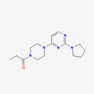 molecular formula C15H23N5O B5598106 4-(4-propionyl-1-piperazinyl)-2-(1-pyrrolidinyl)pyrimidine 