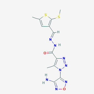 molecular formula C13H14N8O2S2 B5598123 1-(4-amino-1,2,5-oxadiazol-3-yl)-5-methyl-N'-{[5-methyl-2-(methylthio)-3-thienyl]methylene}-1H-1,2,3-triazole-4-carbohydrazide 