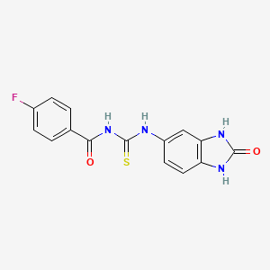 molecular formula C15H11FN4O2S B5598137 4-fluoro-N-{[(2-oxo-2,3-dihydro-1H-benzimidazol-5-yl)amino]carbonothioyl}benzamide 