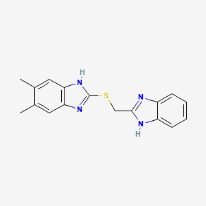 molecular formula C17H16N4S B5598154 2-[(1H-benzimidazol-2-ylmethyl)thio]-5,6-dimethyl-1H-benzimidazole 