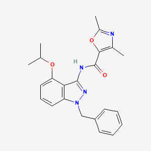 molecular formula C23H24N4O3 B5598209 N-(1-苄基-4-异丙氧基-1H-吲唑-3-基)-2,4-二甲基-1,3-恶唑-5-甲酰胺 