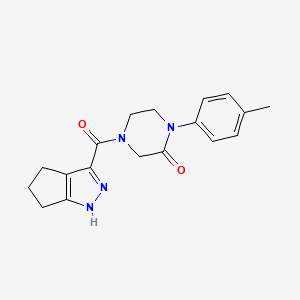 molecular formula C18H20N4O2 B5598231 1-(4-methylphenyl)-4-(1,4,5,6-tetrahydrocyclopenta[c]pyrazol-3-ylcarbonyl)-2-piperazinone 