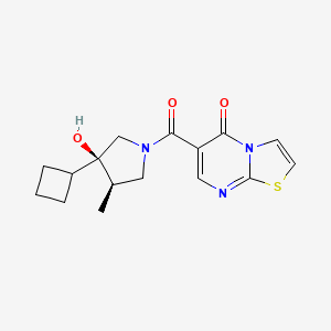 molecular formula C16H19N3O3S B5598240 6-{[(3R*,4R*)-3-cyclobutyl-3-hydroxy-4-methylpyrrolidin-1-yl]carbonyl}-5H-[1,3]thiazolo[3,2-a]pyrimidin-5-one 