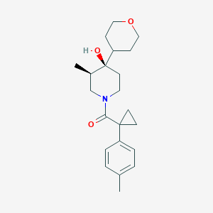 molecular formula C22H31NO3 B5598267 (3R*,4R*)-3-甲基-1-{[1-(4-甲基苯基)环丙基]羰基}-4-(四氢-2H-吡喃-4-基)-4-哌啶醇 