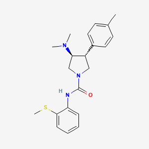molecular formula C21H27N3OS B5598272 (3S*,4R*)-3-(dimethylamino)-4-(4-methylphenyl)-N-[2-(methylthio)phenyl]-1-pyrrolidinecarboxamide 