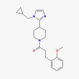 molecular formula C22H29N3O2 B5598279 4-[1-(cyclopropylmethyl)-1H-imidazol-2-yl]-1-[3-(2-methoxyphenyl)propanoyl]piperidine 