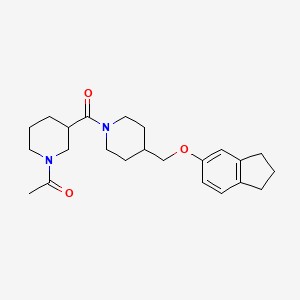 molecular formula C23H32N2O3 B5598300 1-乙酰基-3-({4-[(2,3-二氢-1H-茚-5-氧基)甲基]-1-哌啶基}羰基)哌啶 