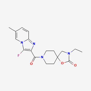 molecular formula C18H21FN4O3 B5598310 3-乙基-8-[(3-氟-6-甲基咪唑并[1,2-a]吡啶-2-基)羰基]-1-氧杂-3,8-二氮杂螺[4.5]癸烷-2-酮 
