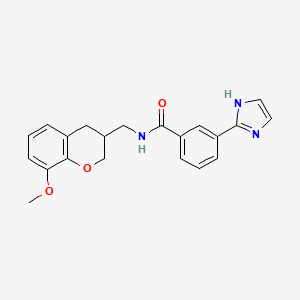 molecular formula C21H21N3O3 B5598368 3-(1H-imidazol-2-yl)-N-[(8-methoxy-3,4-dihydro-2H-chromen-3-yl)methyl]benzamide 